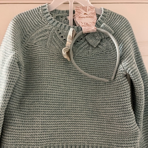 Tommy Bahama Light Blue/Green Knit Sweater with Bow Headband - Picture 4 of 6